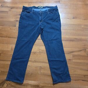 WOMENS LEVI STRAUSS & CO CLASSIC STRAIGHT BLUE DENIM STRETCH JEAN SZ 20W SHORT